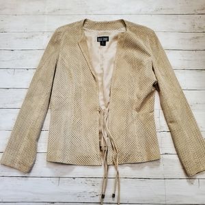 Vintage Belle Sport genuine silky pig suede Leather laser cut jacket size medium